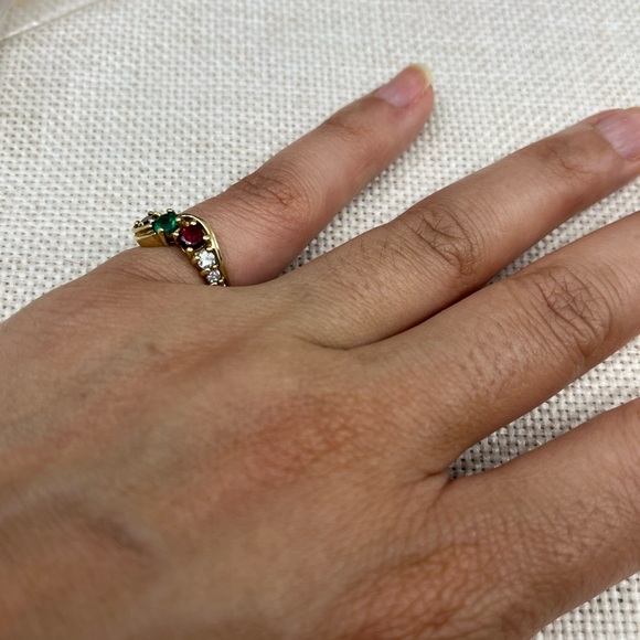 Vintage Gold Over Sterling 925 Multi-Stone Ring – Size 4.75 - Picture 11 of 17